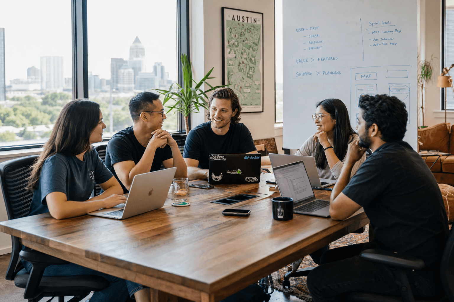 ForgeMeter team collaborating at our Austin startup office